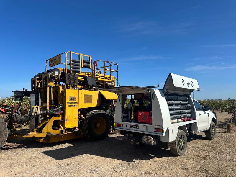 CASE excavator and hydraulic service truck on a South Australian work site